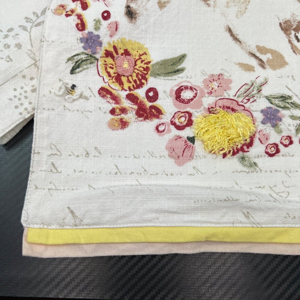 Pier 1 Imports Floral Embellished Easter Bunny Rabbit Table Runner 70"x12” - Picture 4 of 11